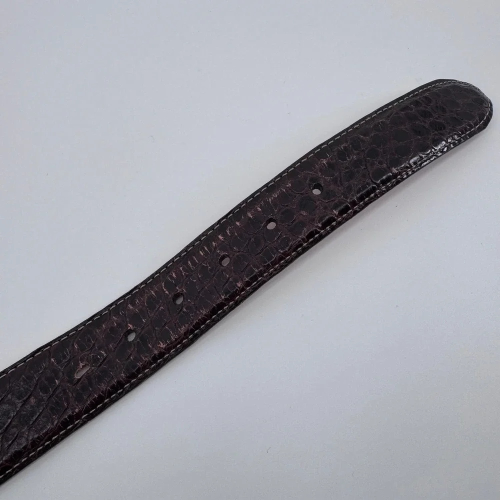 Martin Dingman Belt Mens 44 Brown Alligator Grain Calf Leather‎ Dress Handmade
